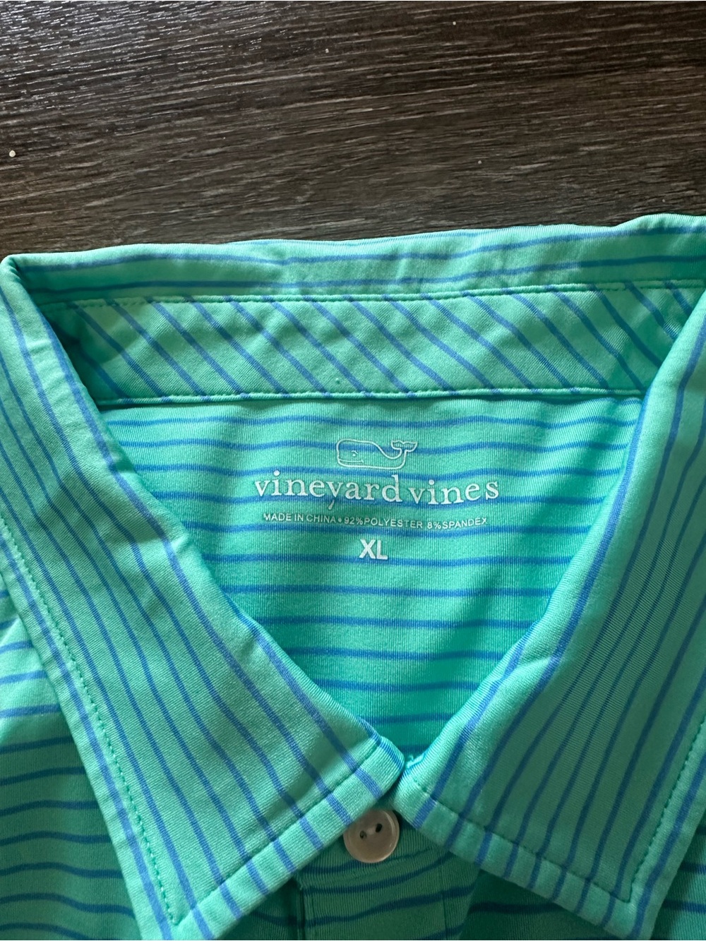 Vineyard Vines Gasparilla golf Club Performance Polo Men XL Green Blue Striped - Picture 3 of 8